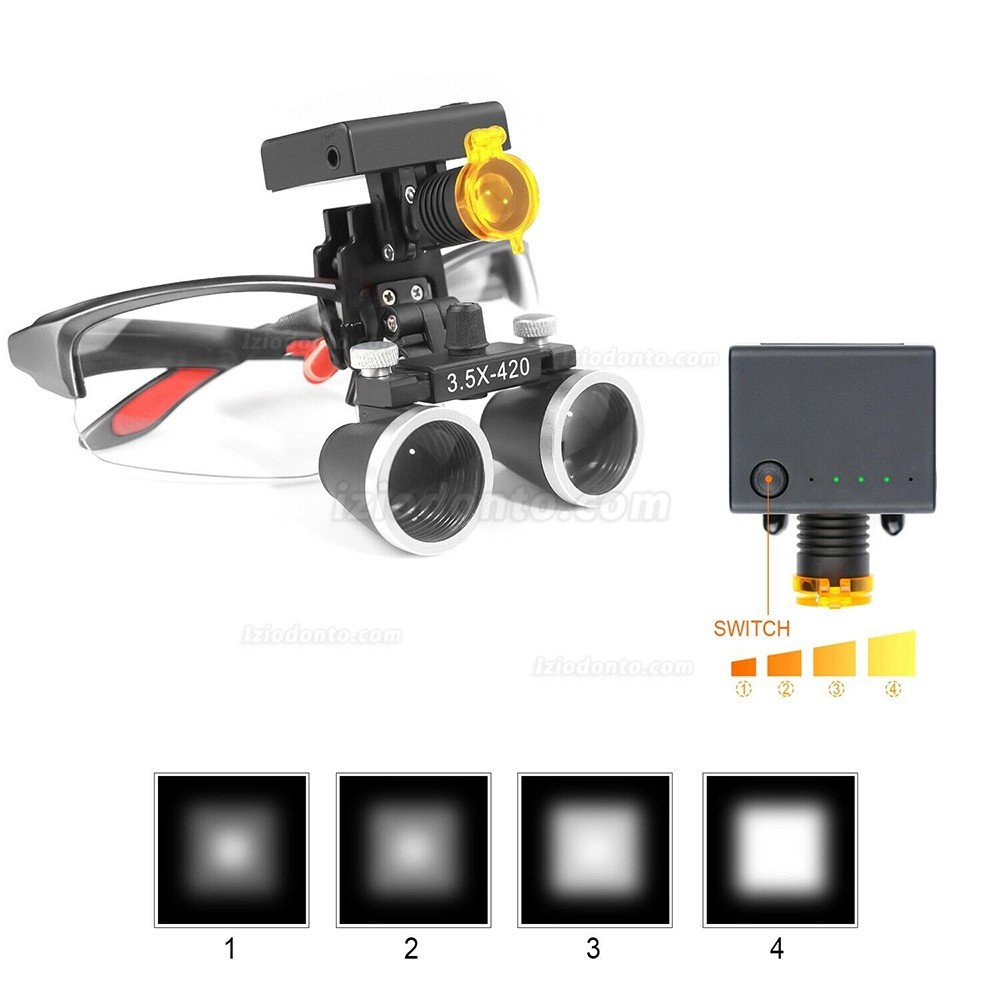 Lupa de ampliação dentária DY-117 3,5X + farol LED 3W sem fios DY-010