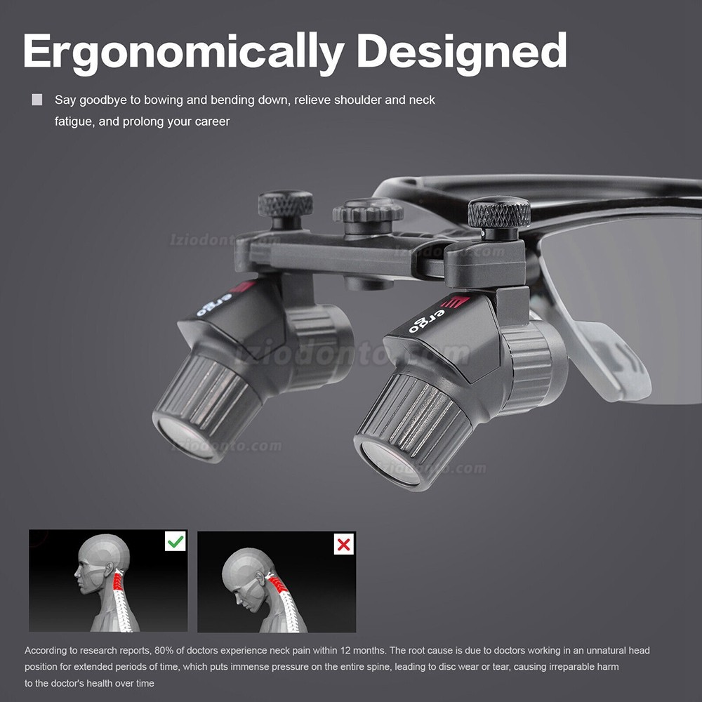 Lupa ergonómica ergonómica 4,0X 450mm + farol cirúrgico LED sem fios 5W