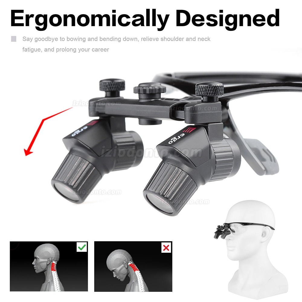 Lupa ergonómica ergonómica 4,0X 450mm + farol cirúrgico LED sem fios 5W