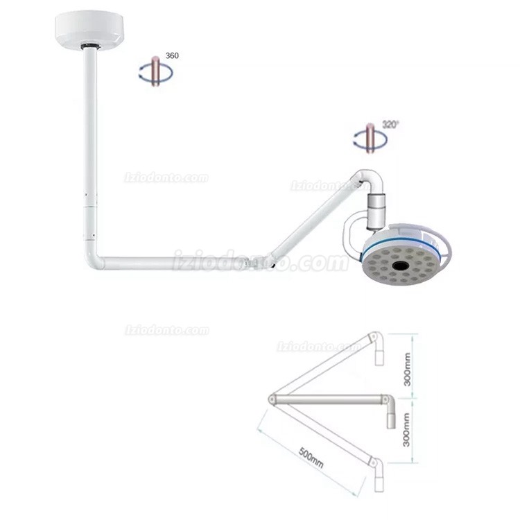 Lâmpada cirúrgica dentária montada no teto 72W luz fria para exame sem sombra 24 LEDs