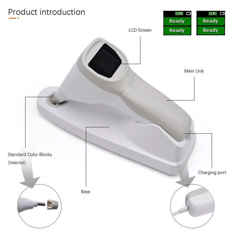 Comparador de cor de dentes LED dentário colorímetro digital com guia de sombra de dentes