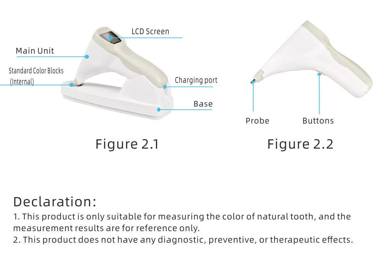 Comparador de cor de dentes LED dentário colorímetro digital com guia de sombra de dentes