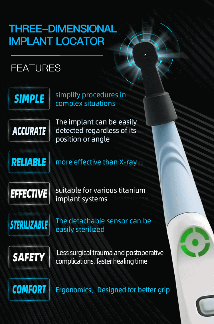 Localizador de implantes dentários detetor inteligente de implantes sensor rotativo tridimensional