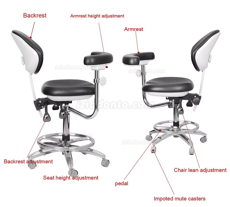 QY-600M-B2 Banco dentário ergonómico ajustável com apoio de braço rotação de 360°